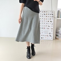 데일리앤 슬로우 플리츠 A라인 플레어 롱 니트스커트