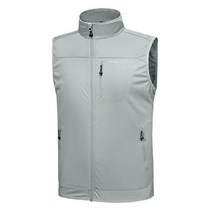 Willit 남성용 골프 조끼 경량 소프트쉘 조끼 아우터 민소매 재킷 하이킹 러닝용 캐주얼, Large, Light Gray