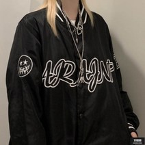 가바바 여성 빅사이즈 블루종 힙하게 입을 수 있는 영문프린팅 항공점퍼 G63372