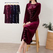 차차퀸 벨벳 플라워 롱 원피스 융드레스 홈 드레스 융털 벨로아 박시한 루즈핏 엄마옷 50대 60대 70대 여성 의류 마담 중년 할머니 할머니옷 엄마 선물 국내생산 브랜드