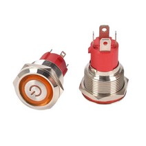 16mm/19mm 고전류 10A LED크롬 스위치 푸쉬온 푸쉬락 DIY버튼 방수 스위치 DC/AC, 19mm, 전원표시푸쉬락, 블루