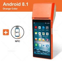휴대용 pos pda 터미널 안드로이드 8.1 58mm 블루투스 열전사 영수증 프린터 3g wifi 모바일 for sii app e-boleta loyverse, 주황색 추가 nfc, 우리 플러그