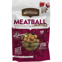 Rachael Ray Nutrish 미트볼 모셀 비프 치킨 베이컨 레시피 그레인 프리 개 간식 12온스 백