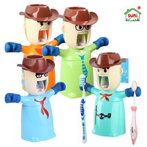썬즈코리아OEM 사총사 3in1 칫솔걸이+치약짜개+위생컵이 하나로 양치컵 자동치약짜개 욕실용품 / 색상 배송상품 : 카우보이_오렌지 (칫솔걸이/치약짜개/위생컵 추천)