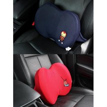 사계절 매쉬통풍 마블 차량용 등받이 쿠션 허리베개 편안한 차량허리, 캡틴아메리카_블랙