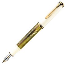 Pelican M400 Fountain Pen F Fine Point White Tortoise Souverane, 화이트 거북이.