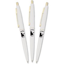Bic 재팬 빅 볼펜 클릭 골드 0.5 유성 블랙 매끄러운 고양이 초롱 화이트 3개 세트, 한개옵션0