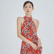 플라워 홀터넥 롱 원피스