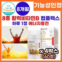 활력 비타민 비타민B 컴플렉스 비타민b 온가족 비타민 멀티 종합 비타민 식 약 처 인정 피로회복 고함량 비타민 B군 vitamin b complex 비타민 비 보충제 영양제 추천, 4박스, 60정