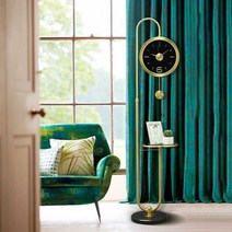 스탠드시계 시계 진밤색 메탈 야광 인테리어시계, 블랙+인디언그린다이얼14인치