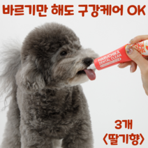 펫생각 하루치카 덴탈클린 강아지 치석제거 발라만 주는 치약 3종 천연 효소 딸기향 메론향, 3개, 딸기