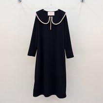 리리옷장 봄 둥근카라 배색 반 집업 베이직 롱 원피스