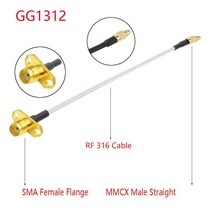 유니파잉2pcs MMCX to SMA/RPSMA 암 플랜지 패널 마운트 RG316 피그 테일 FPV 안테나 연장 코드 TBS Unify, 01 SMA F to MMCX M_04 20CM