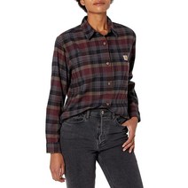 Carhartt 여성용 Rugged Flex 루즈 핏 미드웨이트 플란넬 긴소매 격자 무늬 셔츠 Oxblood XX-Large, Port_3X