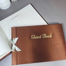 웨딩포 방명록 고급형 공단 브라운 Guest Book 낱개 판매용