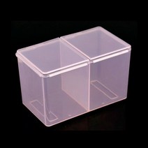 2구 화장솜케이스 면봉보관함, 투명핑크, 1개