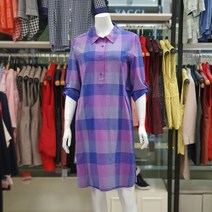 피에이티 여성 린넨 체크 일자 원피스 1H-42803