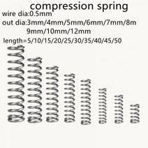 태엽 스프링 인장 볼트 코일 금형 스파이럴 대형 용수철 10-20pcs 0.5mm 압축 와이어 직경 3mm 12mm 스테인레스 스틸 마이크로 소형 압축, 4mm 20개, 45mm