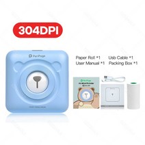 A6 304 인치 당 점 미니 휴대용 블루투스 사진 프린터 포켓 열 인쇄 USB 연결, 03 304dpi Blue Printer