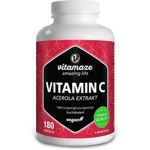 독일직구 비타민C 160mg 네이쳐 660mg 아세롤라 추출물 비건& 바이오 이용 가능 6개월용 180캡슐 첨가제 미첨가 독일제, 수량, 상세참조