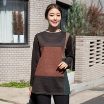 엄마옷 모슬린 기모 배색라운드티셔츠 TS110214마담 미시옷 50대 중년여성의류 60대 엄마옷 빅사이즈 할머니옷 여성옷