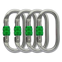 잠금 등반 카라비너 클립 헤비 듀티 (실버+블랙 2팩) CE 등급 25 kN 2 540 kg 견고한 지형 승인 산업용 강도 트위스트 락 카라비너 클립 리깅 로프 해먹 캠핑, Green(4Pack)