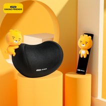 카카오프렌즈 차량 목베개 메모리폼 헤드 쿠션 머리받침 귀여운 캐릭터 여성 자동차꾸미기용품, 라이온 - 머리 받침 어깨 패드