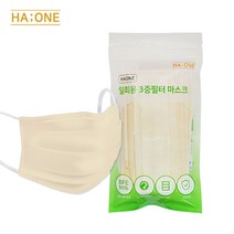 하원 국내생산 일회용 3중필터 마스크 중형 아이보리, 1개, 10매