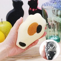 고양이 발바닥 모양 주방 설거지 수세미, 블랙