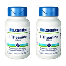 라이프익스텐션 L-테아닌 100mg 베지테리안 캡슐, 60개입, 2개