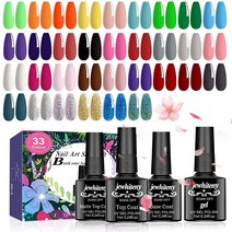 JEWHITENY 36피스 젤 네일 폴리쉬 키트 7ml 33가지 색상 광택 및 매트 탑 코트 베이스 아트 매니큐어 DIY 살롱 선물 USA 미국, 33+3 KIT XG