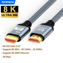 모니터 HDMI 케이블 컴퓨터 PC 전선 젠더 선 4k 2.0 8K 2.1 3m 5m 지원 ARC 3D HDR 4K 60Hz 울트라 HD 분배기 스위치 PS4 TV 박스 프로젝터, CHINA, 8K 2 1V, 8m