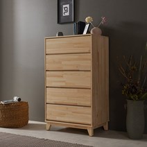 [2만원 즉시할인]장인가구 순수 편백나무원목 5단서랍장, 내츄럴