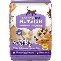 고양이대용량사료 레이첼 레이 뉴트리시 슈퍼 프리미엄 건 건식사료, 장수, 닭고기 병아리콩 연어, 14파운드(1팩)