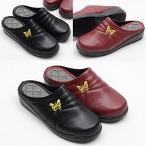 벨루치슈즈 여성 나비 자수 4cm 발편한 엄마 중년 앞막힌 통굽 슬리퍼