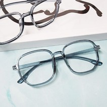 알없는안경 파란색 투명 뿔테 안경태 오버사이즈 얼굴형에맞는 대두안경테