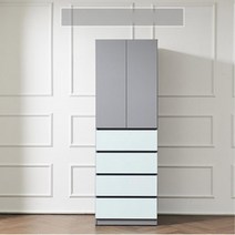 파스텔 드레스룸 4단 깊은 서랍옷장 600 신혼가구 DIY, 화이트그레이