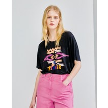 22SS 블랙 린넨혼방 프린팅 반팔티셔츠 VLTS2B231BK