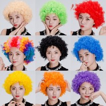 삐에로가발_소형 파티소품 광대 파마 뽀글이 축제 점보 공연 할로윈 아줌마 연극, 무지개