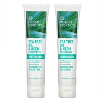 Desert Essence Tea Tree Oil & Neem Toothpaste Wintergreen 데저트에센스 티 트리 오일 앤 님 치약 윈터그린 176g(6.25oz) 2팩, 2개