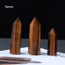 홈 인테리어 천연 석영 포인트 로즈 쿼츠 지팡이 치유 돌 자수정 육각 프리즘 에너지 홈, 7-8cm, 타이거아이