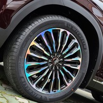 [JR SHOP] 펠리세이드 튜익스 휠 20인치 홀로그램 마스크 포인트 데칼 랩핑 스티커 자동차 용품, 7.유광헤어라인실버