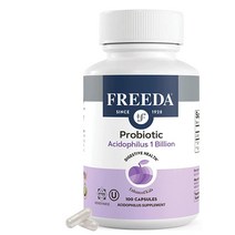 FREEDA Acidophilus 프로바이오틱 10억 CFU 락토바실러스 애시도필러스 프로바이오틱스 여성 남성용 여성용 장 캡슐, 100 Count (Pack of 1)