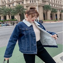블루죵 청자켓 안감 데님자켓 W22864 복고풍 털카라