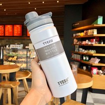Tyeso 575ml 스테인레스 스틸 진공 절연 물병 금속 보온병 휴대용 주전자, 01 530ML white