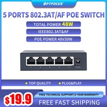Optfocus 802.3at af 표준 안전 48w cctv 24v 48v 네트워크 4 포트 poe 용 4 카메라 휴대 스위치 모듈 이더넷