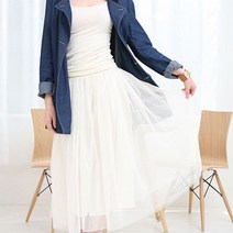 여자 플리츠 밴딩 데일리 봄 주름 롱 스커트