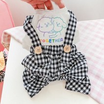 저스트인 강아지 프린트 옷 디자이너 드레스 체크 무늬 치마와 애완 동물 전반적인 점프 슈트 여름 봄 연인 XS XL Chihuahua Pugs, [05] XL, [01] Plaid Overall