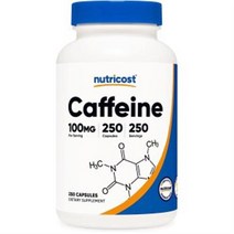 [당일출고] 뉴트리코스트 카페인 알약 1회 제공량당 100MG 250캡슐 / Nutricost Caffeins Pills 100mg 250caps, 250정, 1개