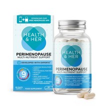 HUMAKEllc [영국] 여성을 위한 헬스 Perimenopause 보조제 폐경기 지원 (폐경 초기 단계) 60개의 폐경기 비타민 캡슐 1개월 공급분, 1병, 60캡슐